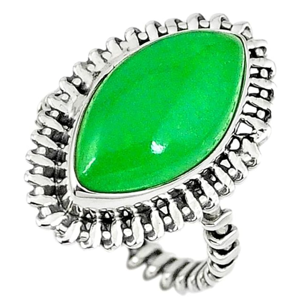 925 sterling silver green jade marquise ring jewelry size 6.5 k80329