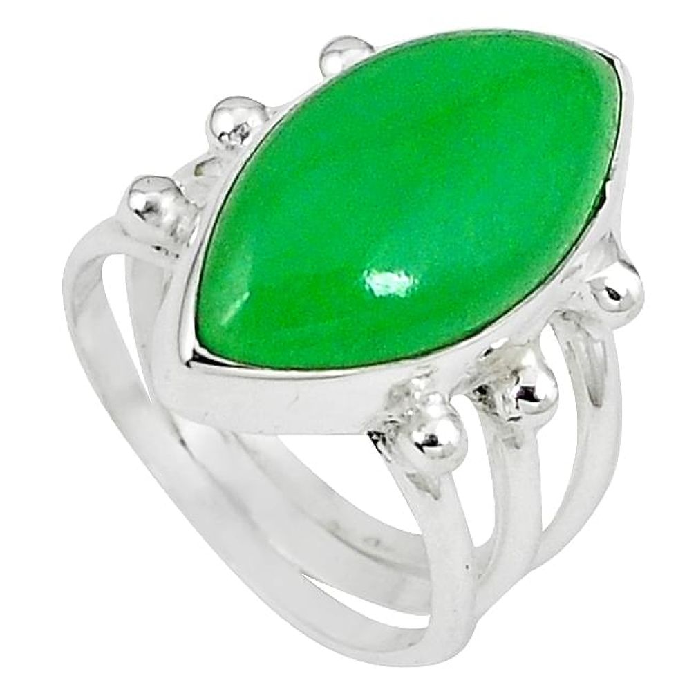 Green jade marquise 925 sterling silver ring jewelry size 6 k80442