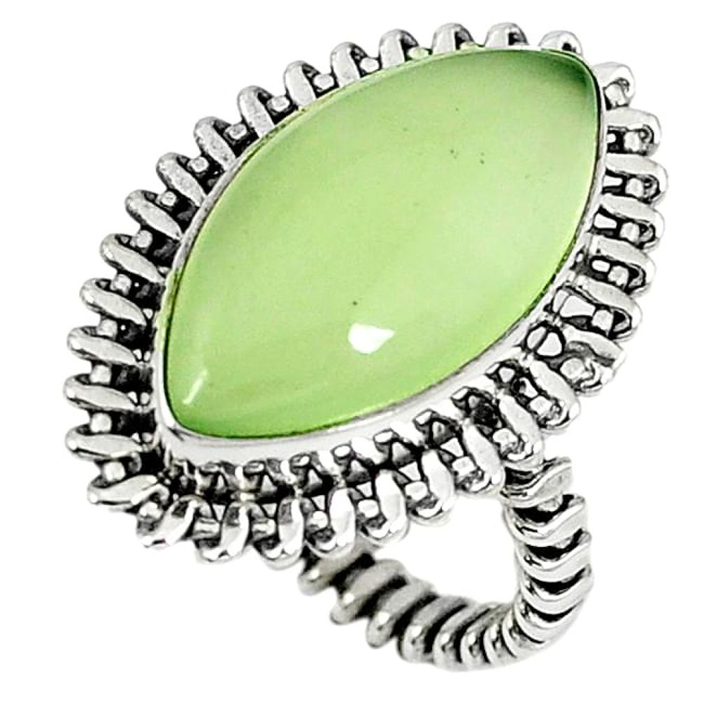 Natural green prehnite 925 sterling silver ring jewelry size 6 k80443