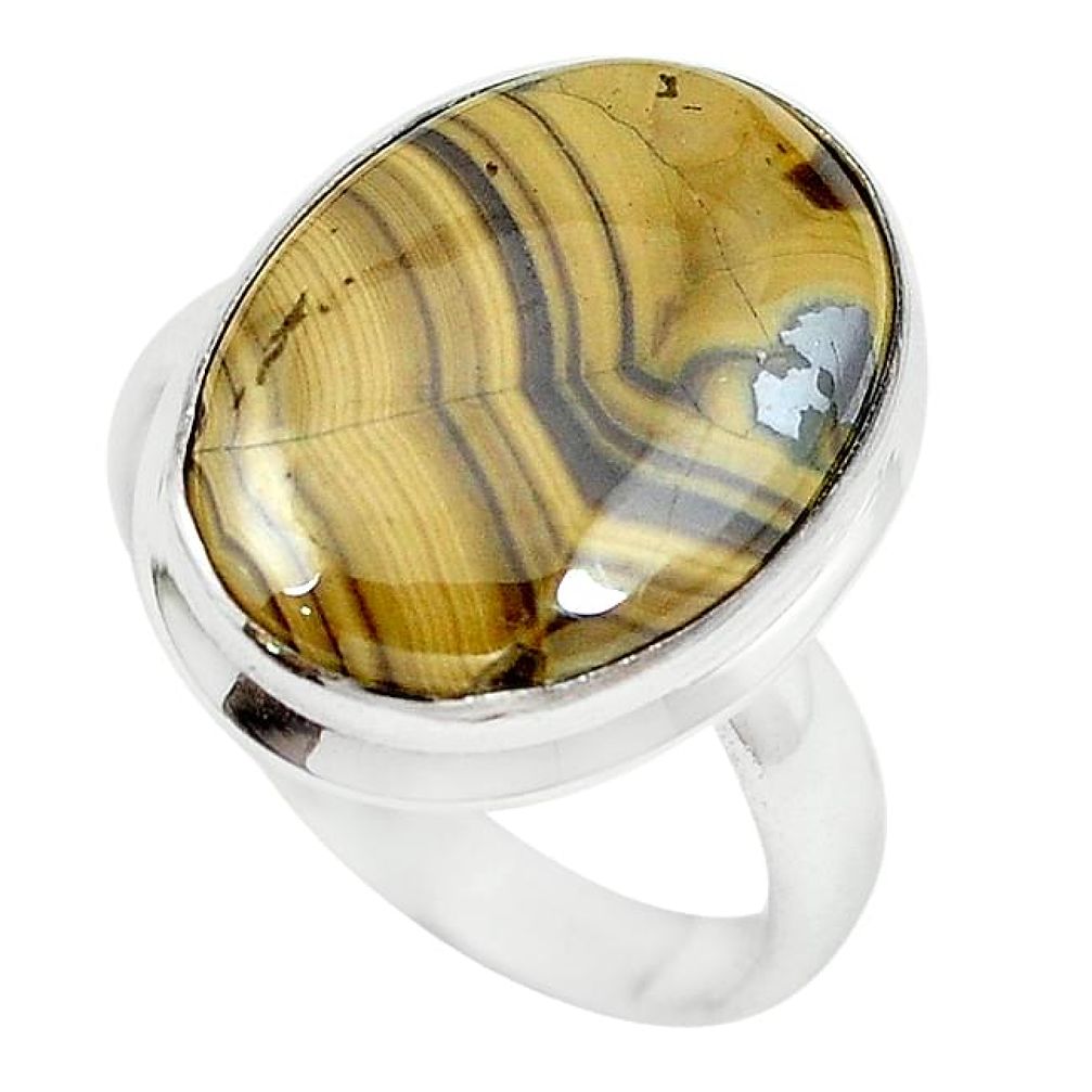 Clearance-Natural yellow schalenblende polen 925 silver ring jewelry size 7 k82339