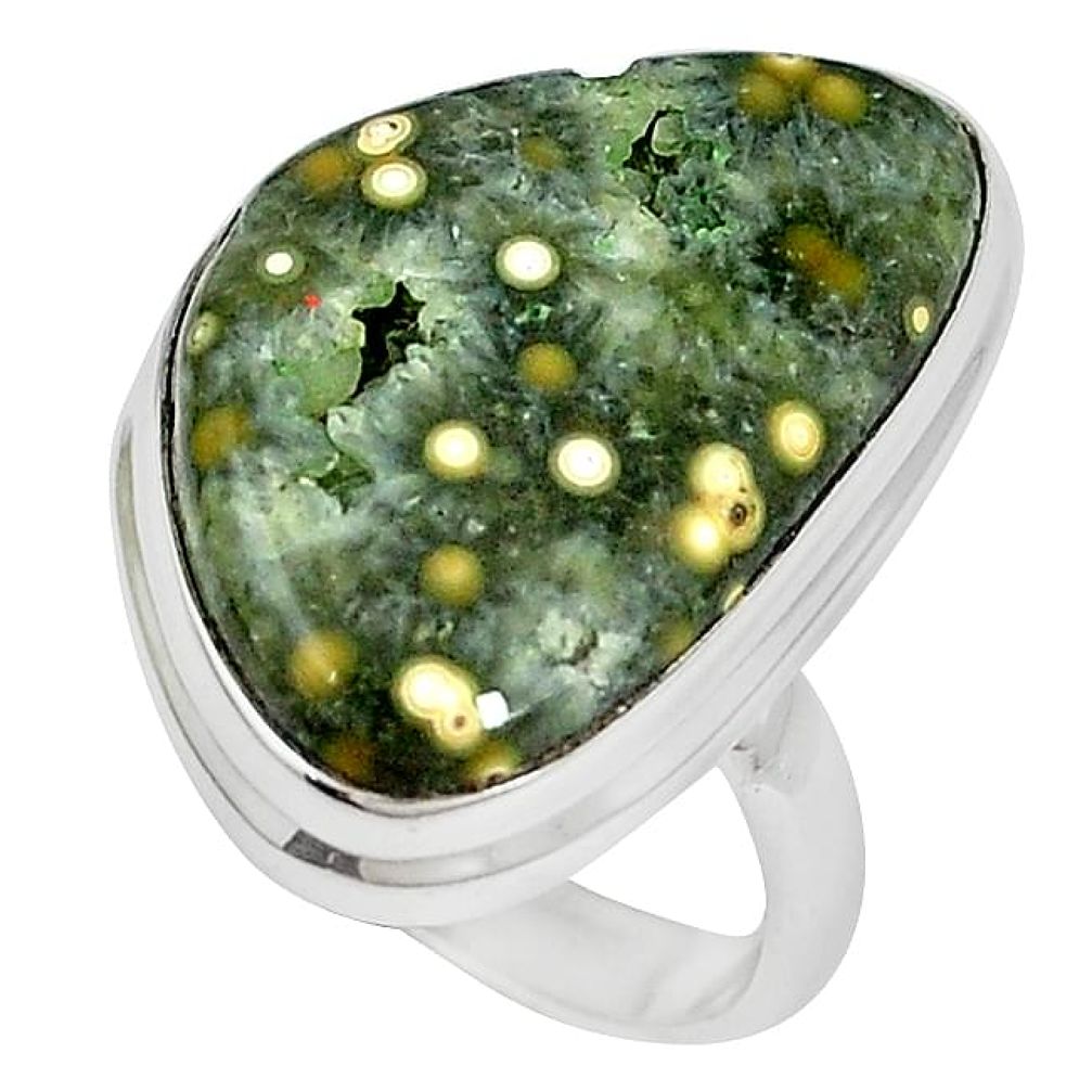 925 sterling silver ocean druzy fancy shape ring jewelry size 8 k87417