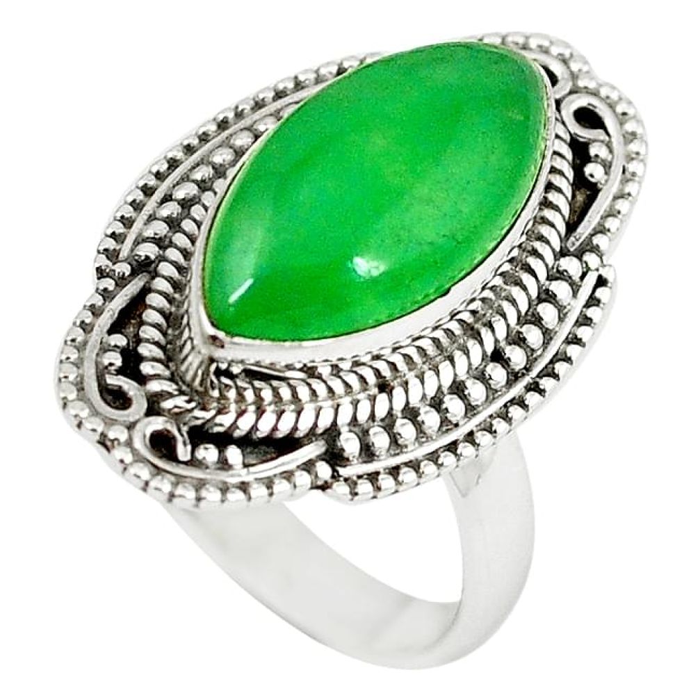 Green jade marquise shape 925 sterling silver ring jewelry size 7 k89845