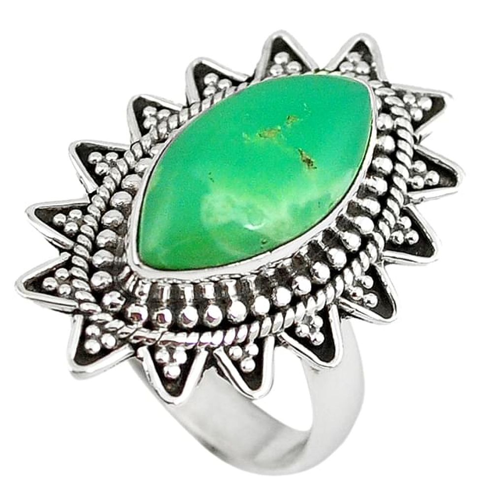 925 sterling silver natural green chrysoprase ring jewelry size 7 k89864