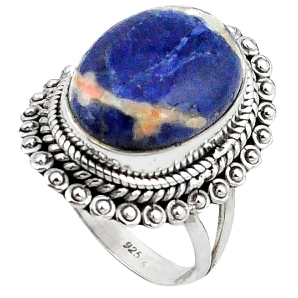 Natural orange sodalite 925 sterling silver ring jewelry size 8 k92387