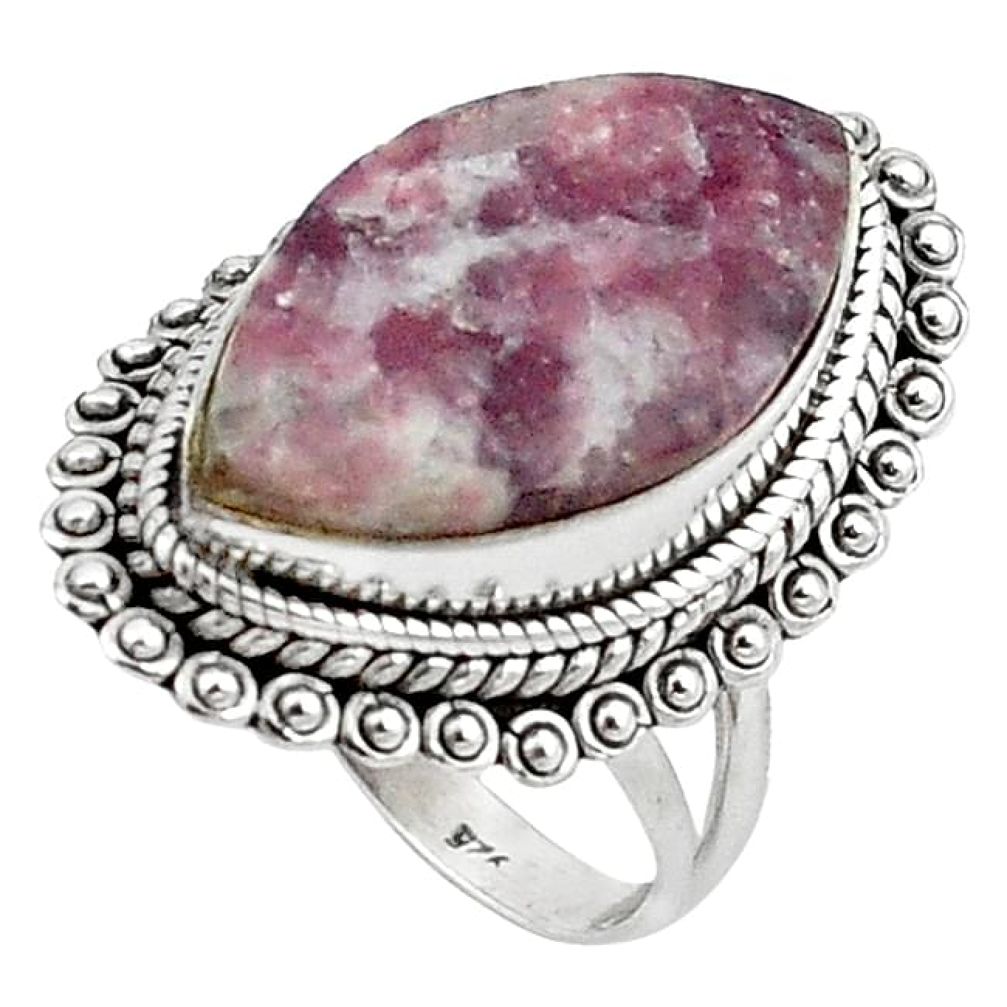 925 sterling silver natural purple lepidolite ring jewelry size 8 k92393