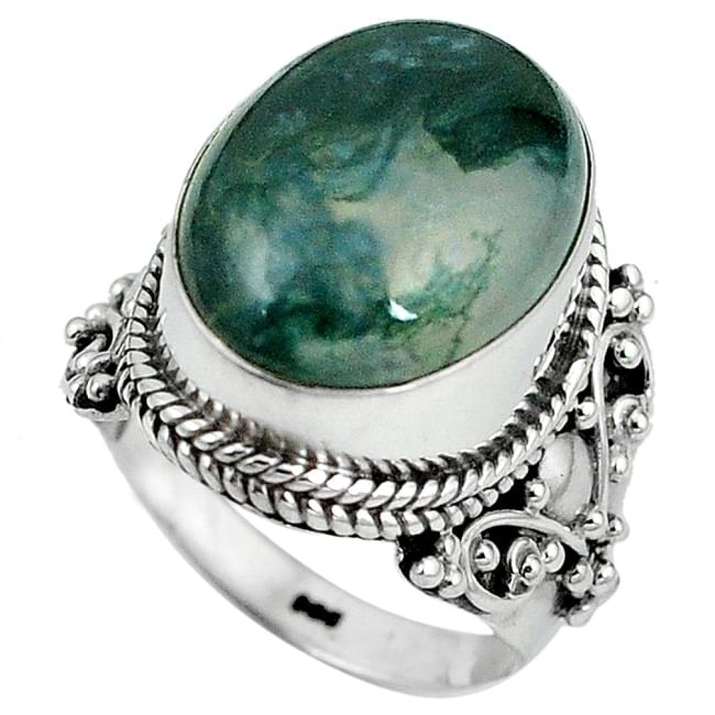 Natural green moss agate 925 sterling silver ring jewelry size 7 k92926