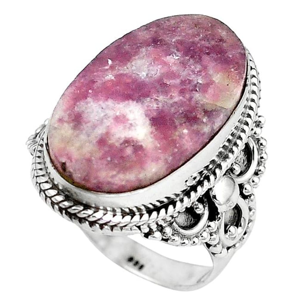 Natural purple lepidolite 925 sterling silver ring jewelry size 7.5 k92981