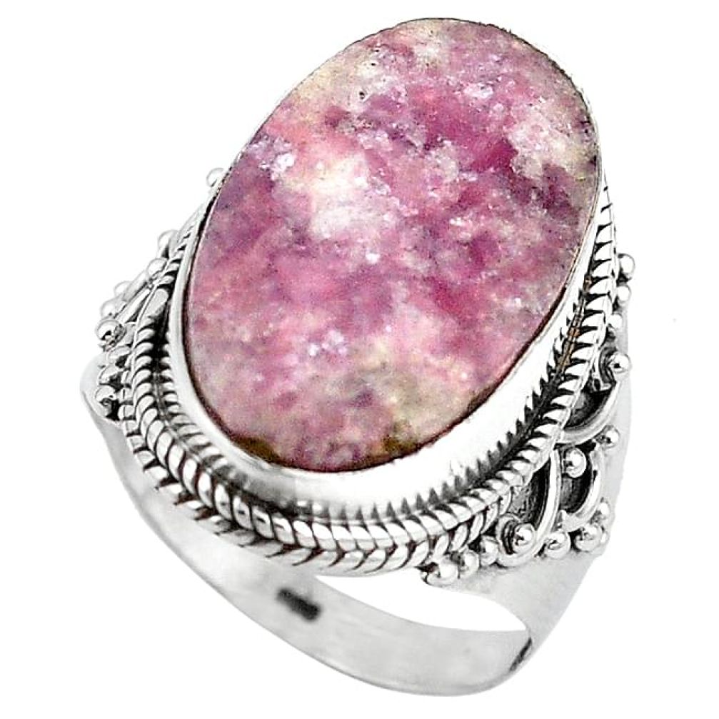 Natural purple lepidolite 925 sterling silver ring jewelry size 8.5 k92983