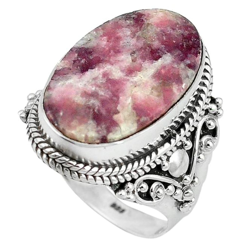 925 sterling silver natural purple lepidolite ring jewelry size 8.5 k92984