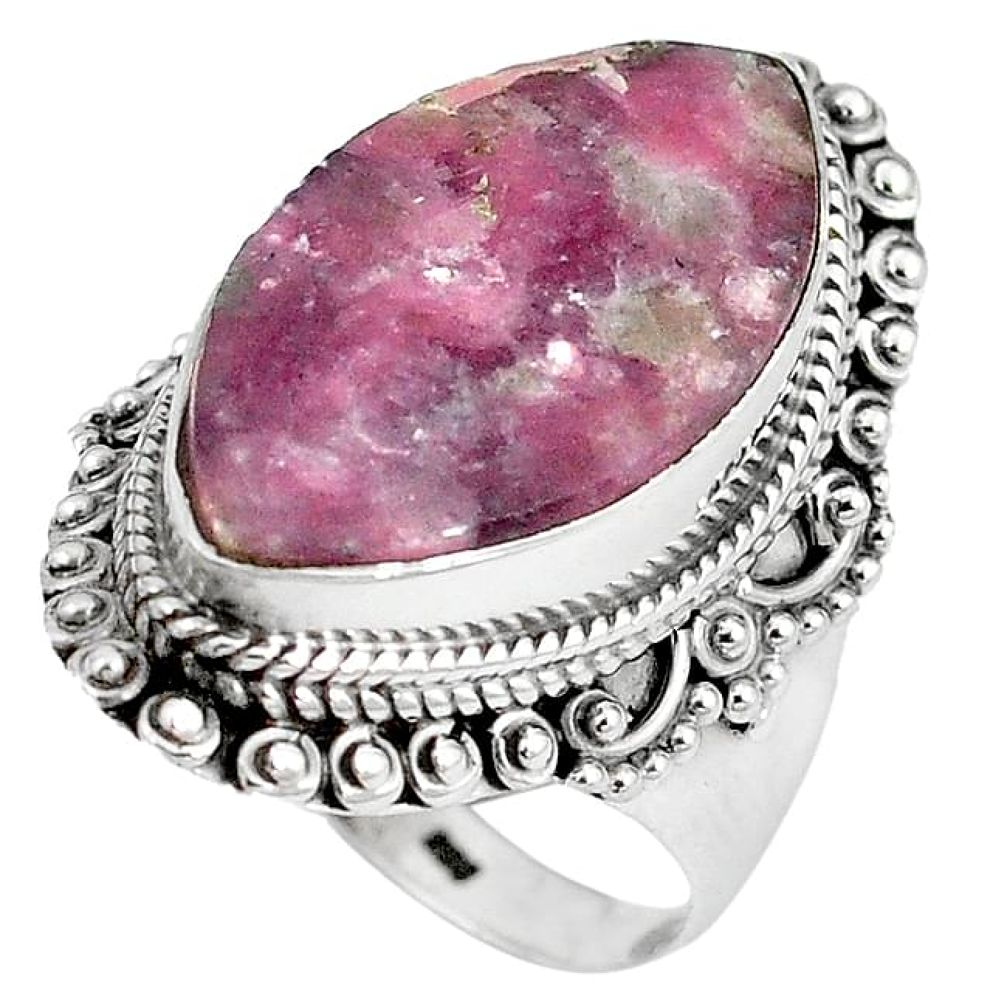Natural purple lepidolite 925 sterling silver ring jewelry size 8.5 k92986