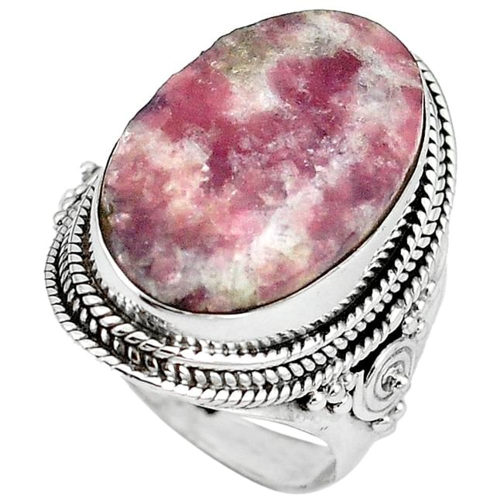 Natural purple lepidolite 925 sterling silver ring jewelry size 8.5 k92987