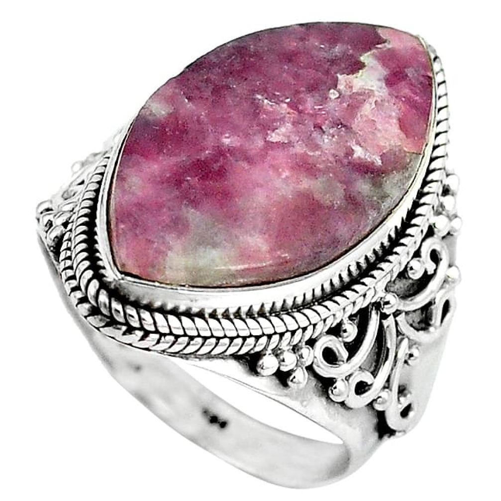 925 sterling silver natural purple lepidolite ring jewelry size 8 k92996