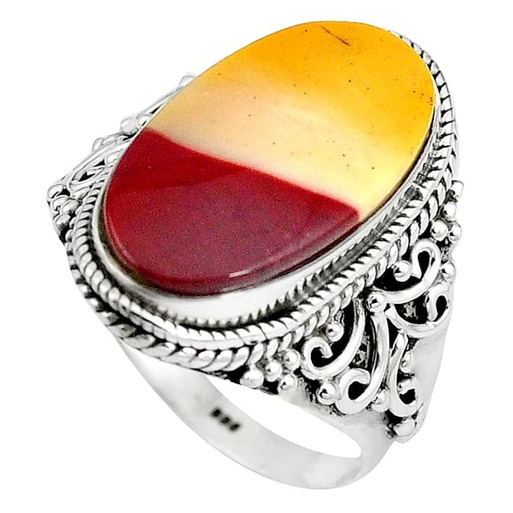 Natural brown mookaite 925 sterling silver ring jewelry size 9.5 k93051