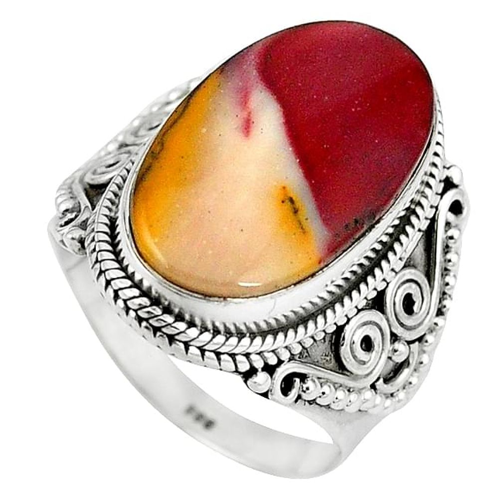 Natural brown mookaite 925 sterling silver ring jewelry size 7.5 k93052