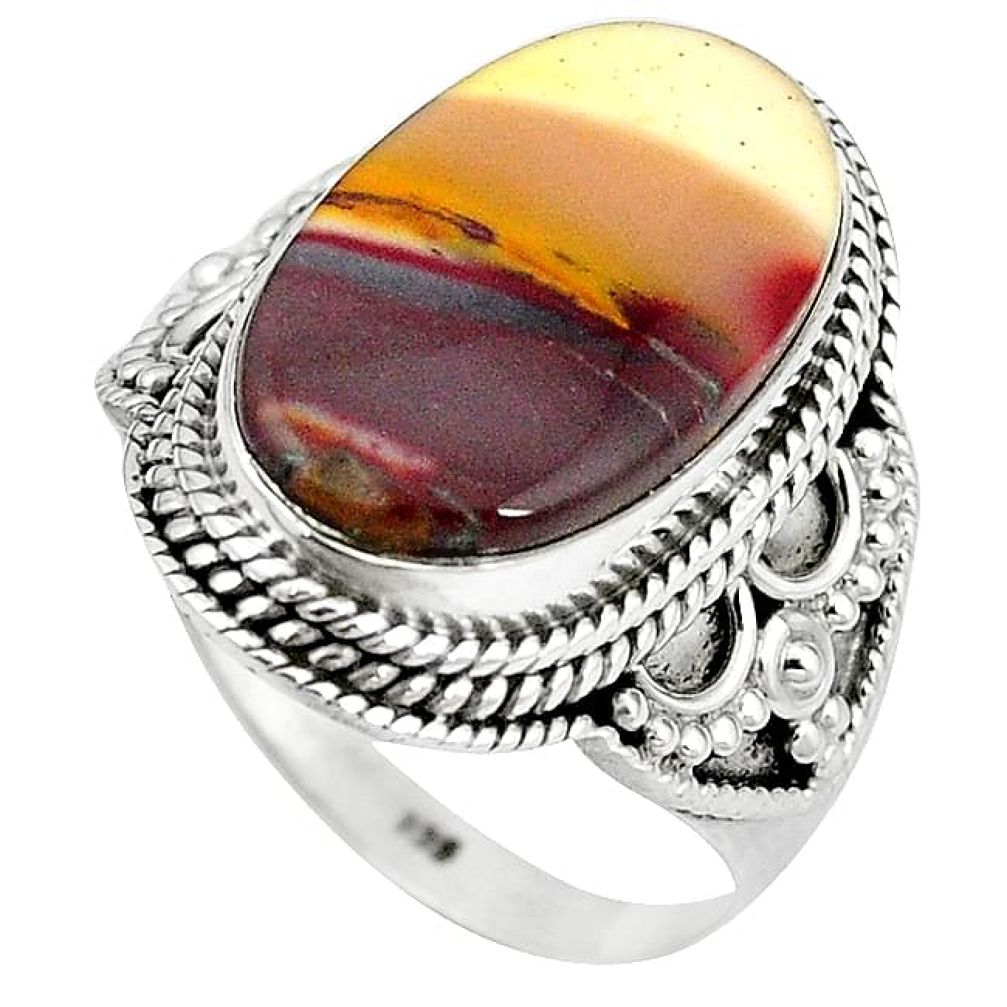 925 sterling silver natural brown mookaite oval ring jewelry size 9.5 k93053