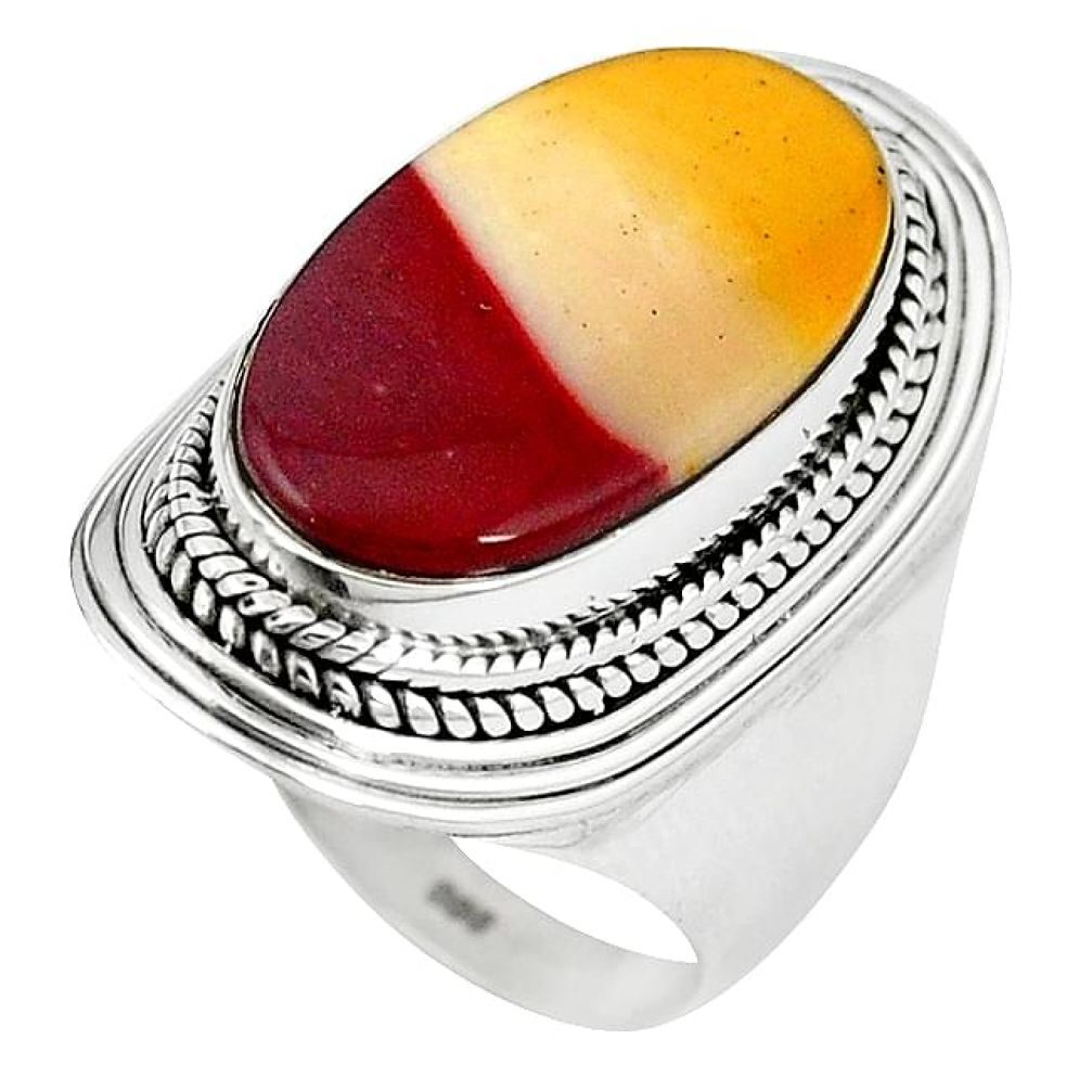 Natural brown mookaite 925 sterling silver ring jewelry size 7.5 k93054