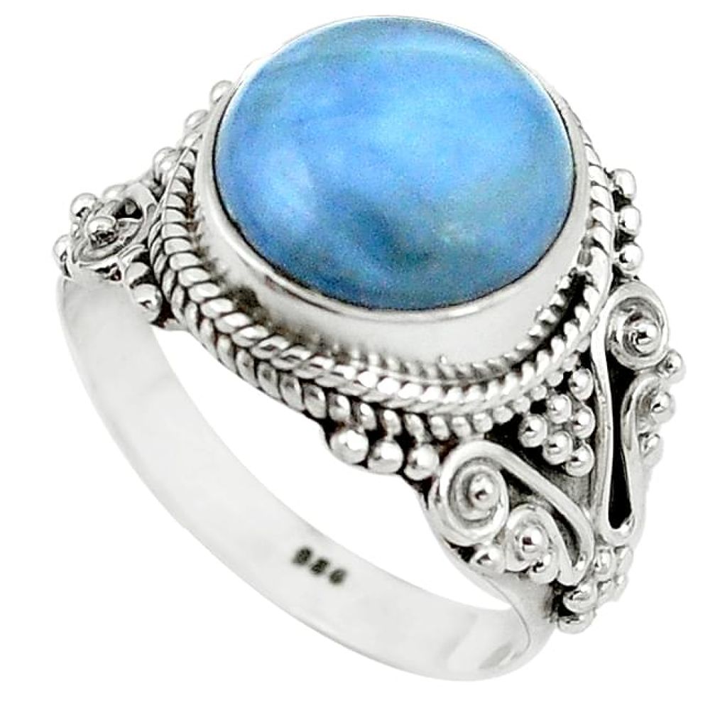 Natural blue owyhee opal 925 sterling silver ring jewelry size 7.5 k93155