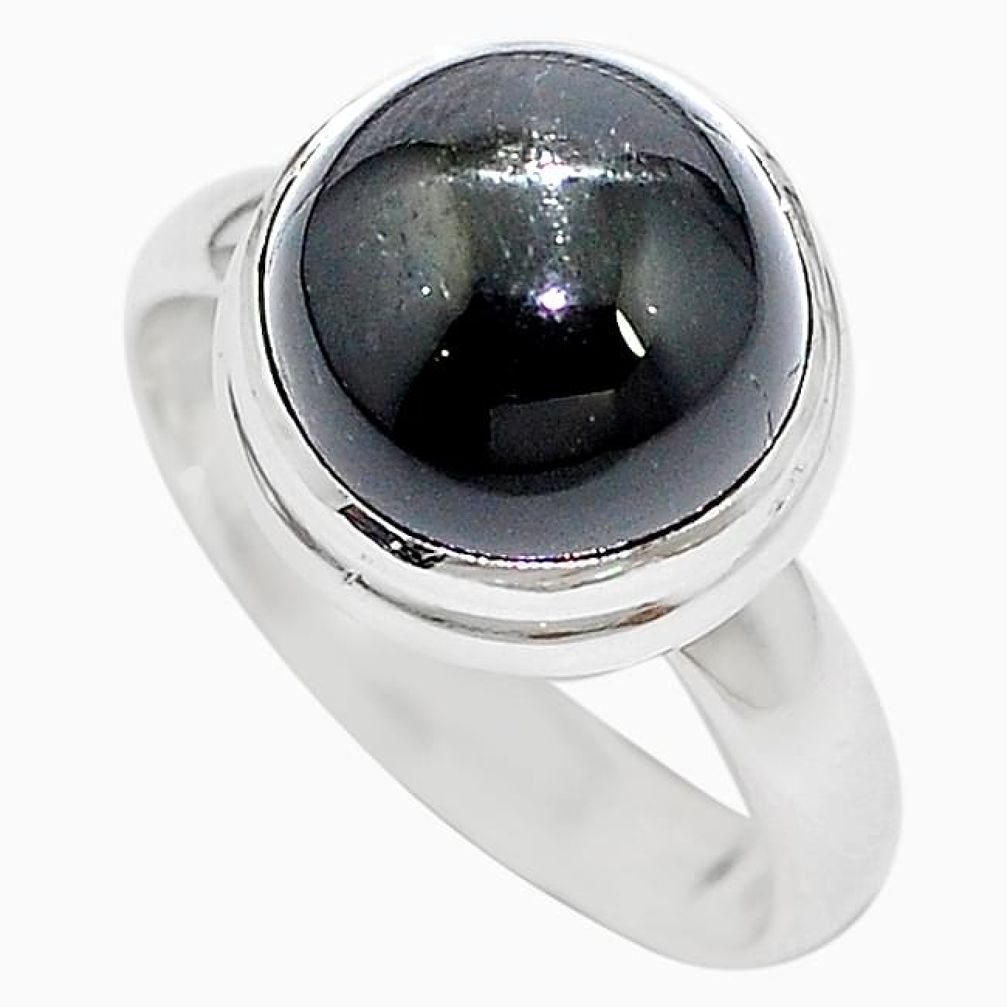 925 sterling silver natural black star round shape ring jewelry size 8 k93189