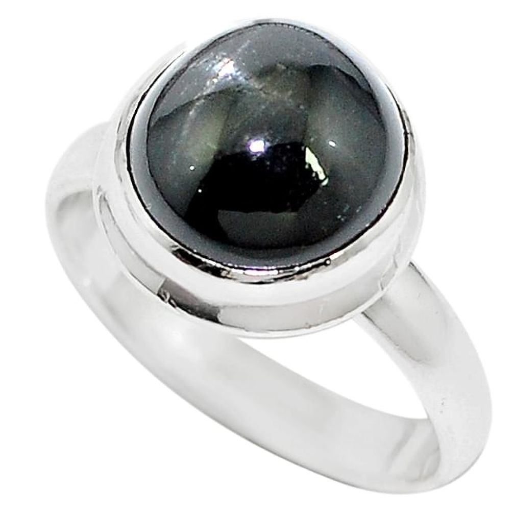 Natural black star 925 sterling silver ring jewelry size 8 k93197