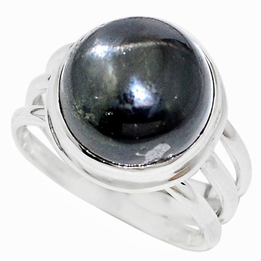 Natural black star 925 sterling silver ring jewelry size 9 k93213