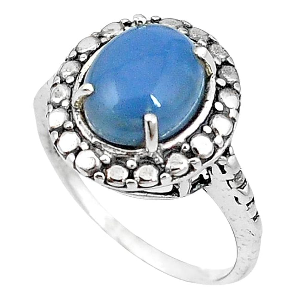 Natural blue owyhee opal 925 sterling silver ring jewelry size 7 k93691