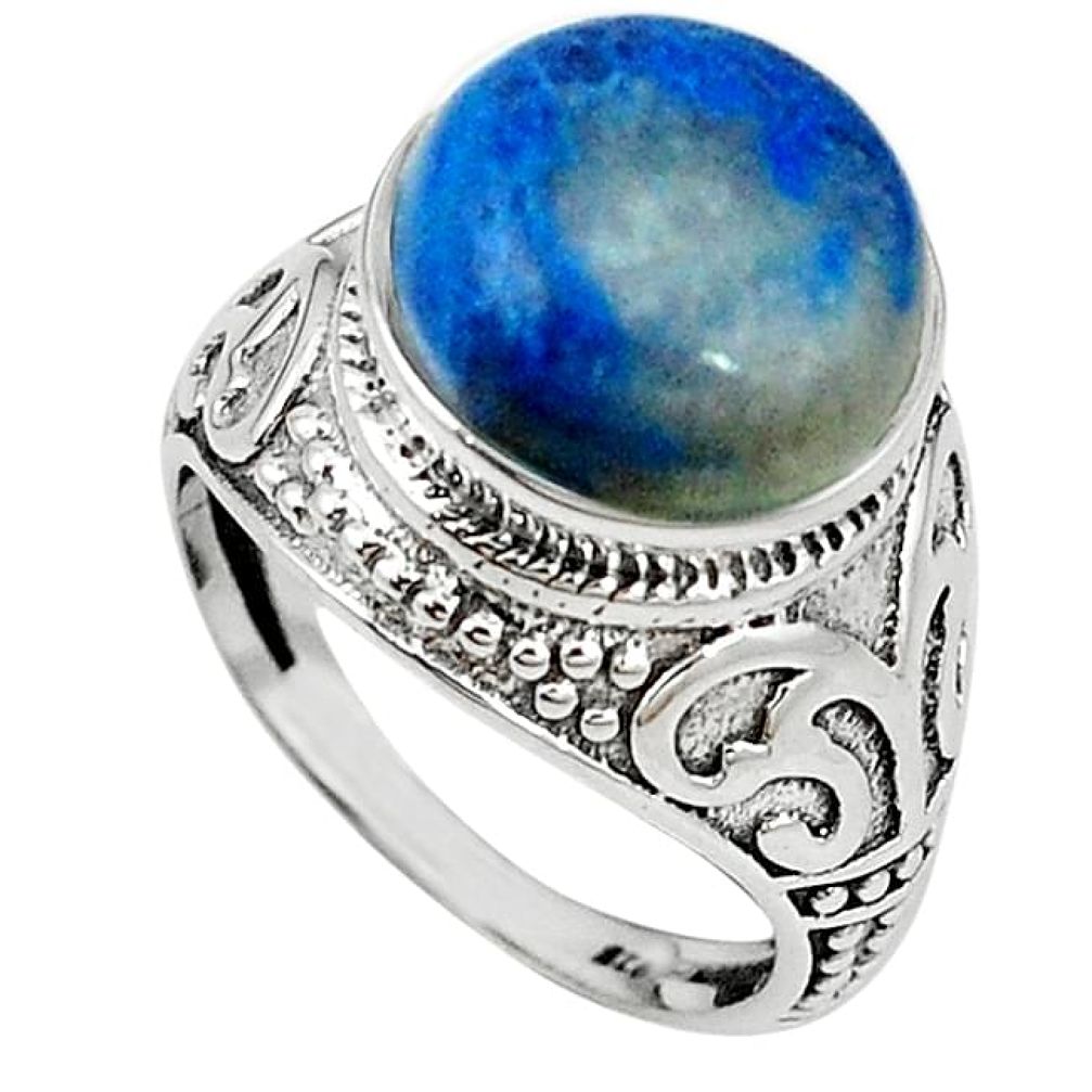 Natural blue shattuckite 925 sterling silver ring jewelry size 7 k93830