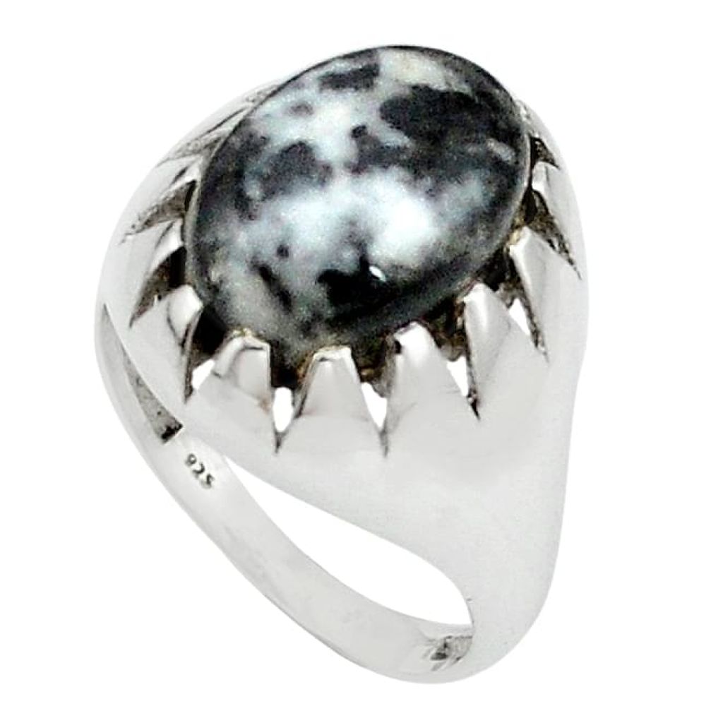 Natural white zebra jasper 925 sterling silver ring jewelry size 8.5 k94189