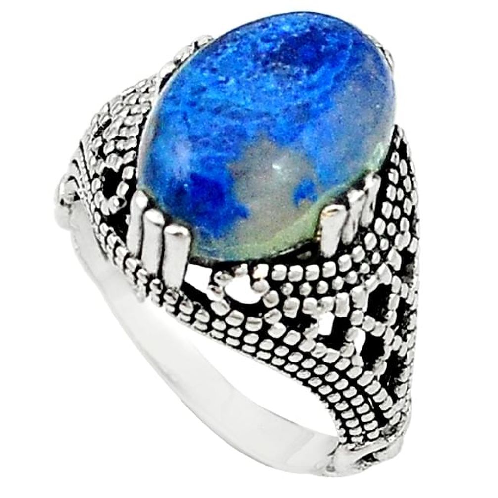 Natural blue shattuckite 925 sterling silver ring jewelry size 8.5 k94232