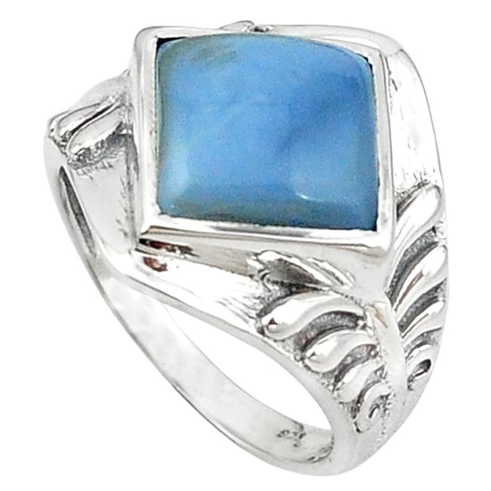 Natural blue owyhee opal 925 sterling silver ring jewelry size 8 k94249