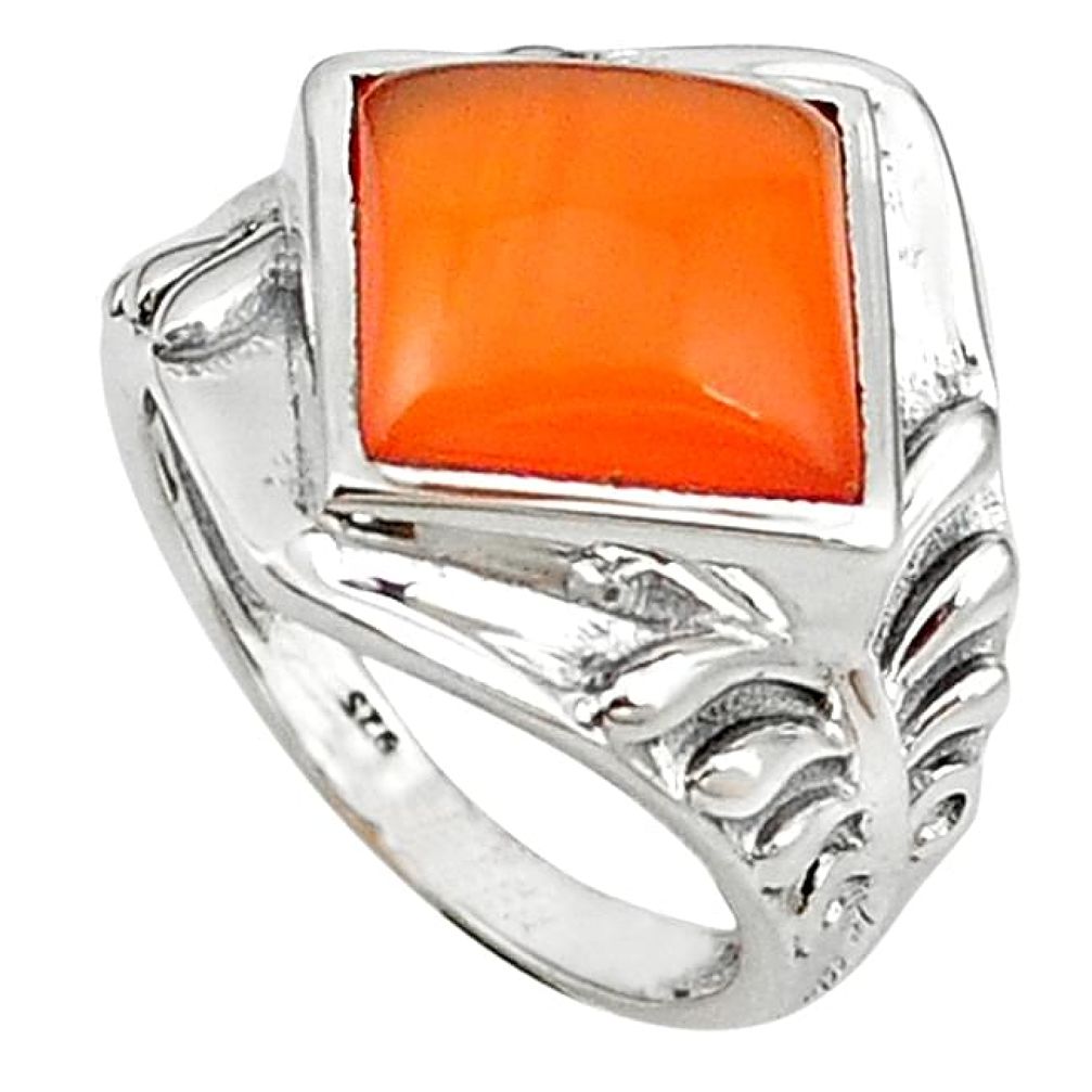 Natural orange onyx 925 sterling silver ring jewelry size 6.5 k94254