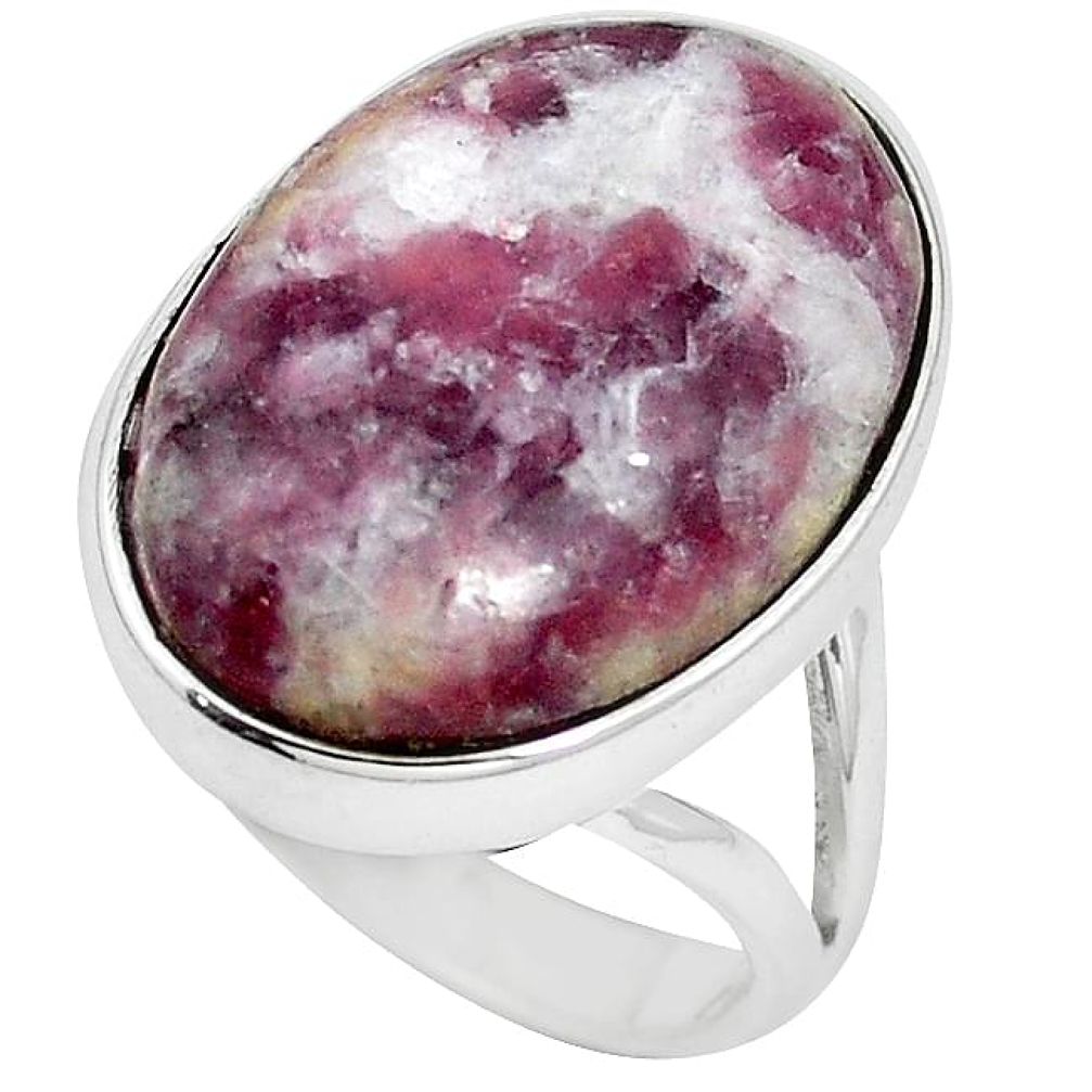 Natural purple lepidolite 925 sterling silver ring jewelry size 7.5 k95687