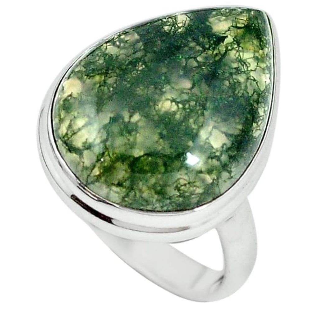 Natural green moss agate 925 sterling silver ring jewelry size 8.5 k95722