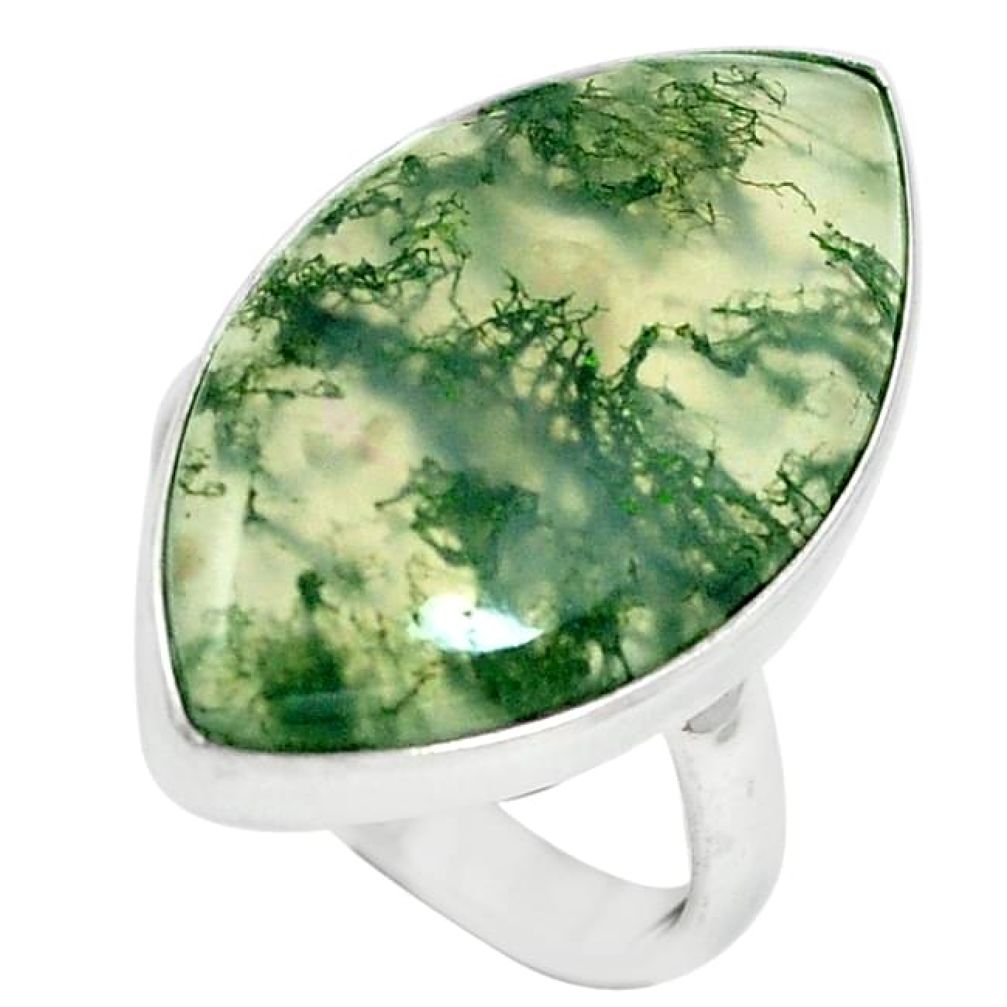 925 sterling silver natural green moss agate marquise ring jewelry size 8 k95728