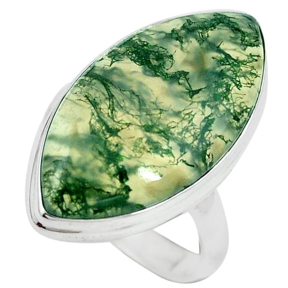 Natural green moss agate 925 sterling silver ring jewelry size 9 k95733