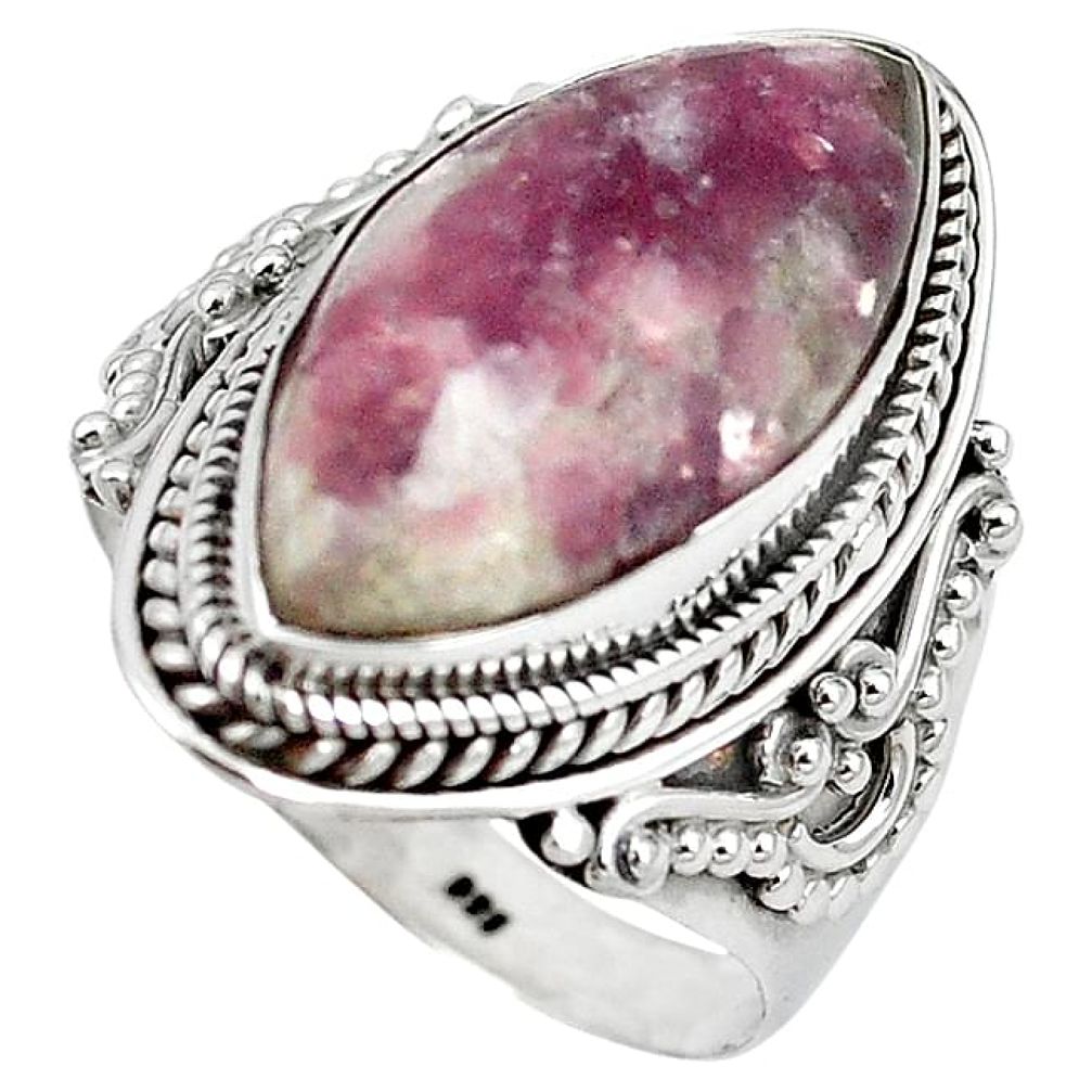 Natural purple lepidolite 925 sterling silver ring jewelry size 9.5 k95803