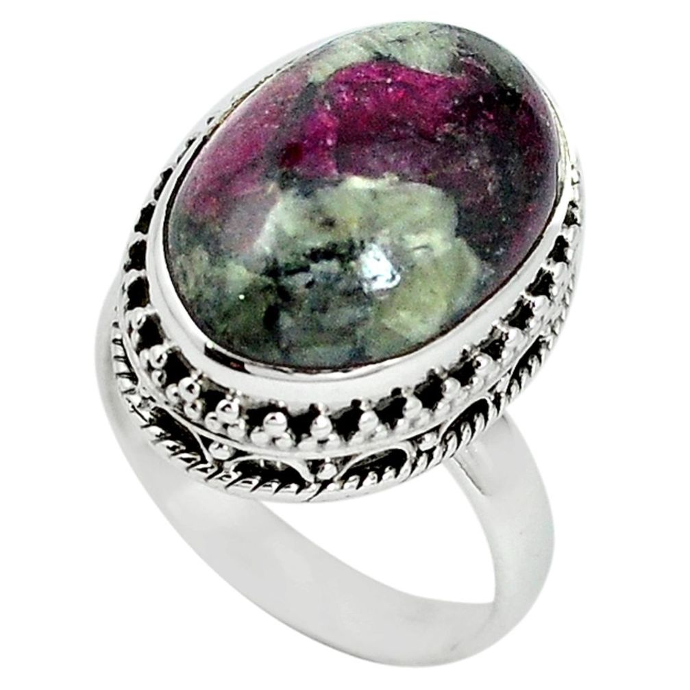 925 sterling silver natural pink eudialyte ring jewelry size 7.5 m1237
