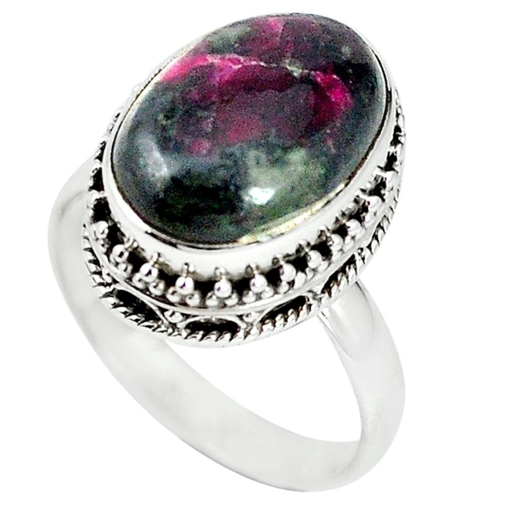 Natural pink eudialyte 925 sterling silver ring jewelry size 9 m1238