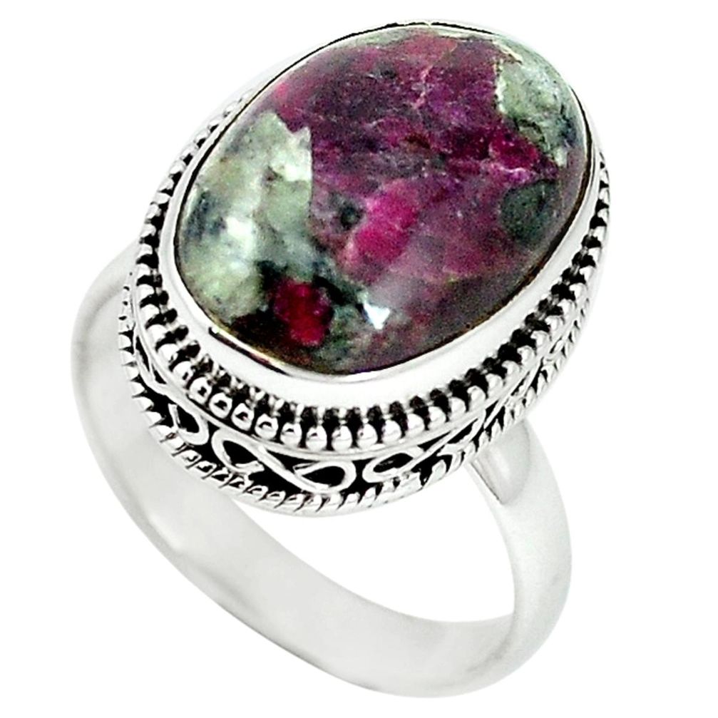 Natural pink eudialyte 925 sterling silver ring jewelry size 8 m1239