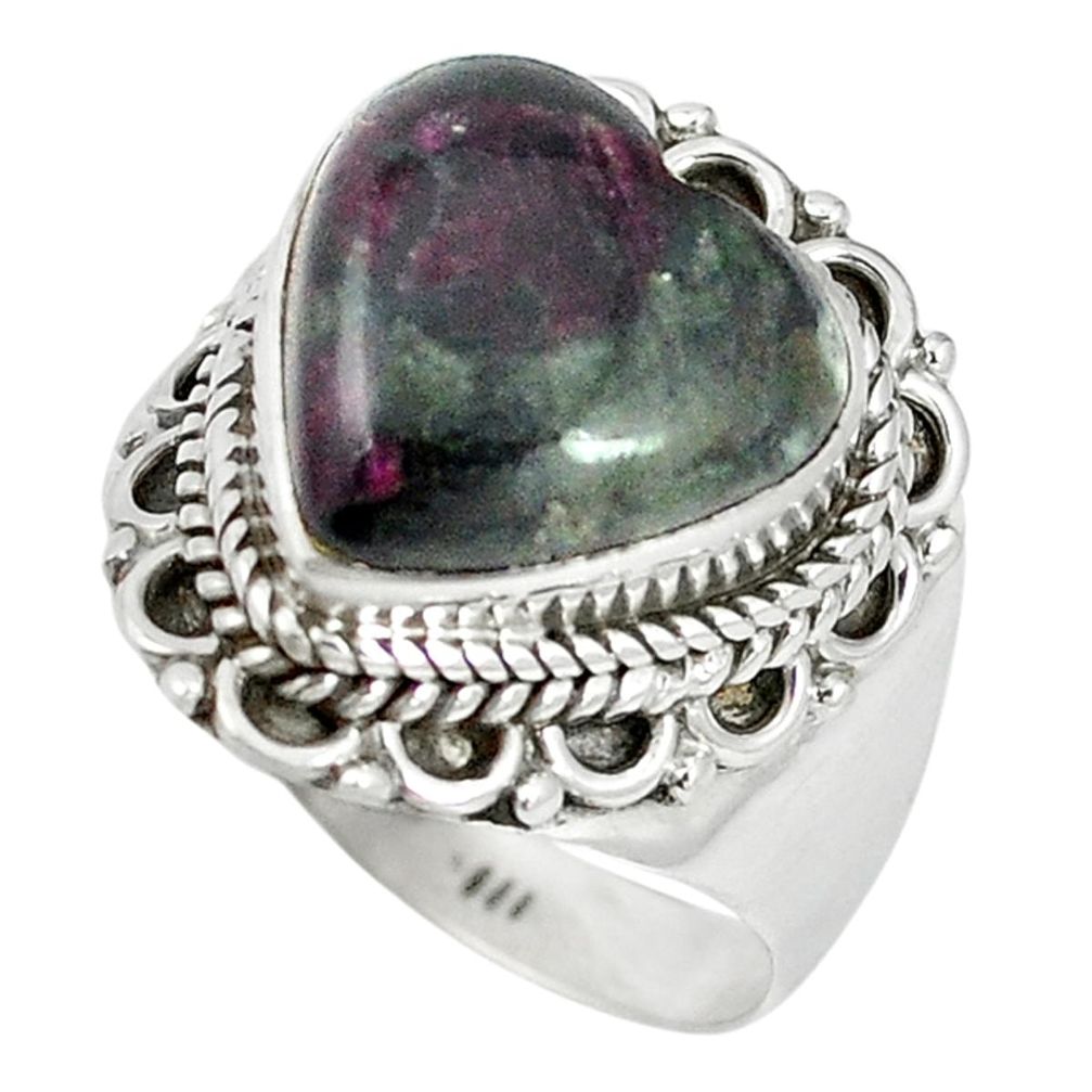 Natural pink heart eudialyte 925 sterling silver ring jewelry size 8.5 m1306
