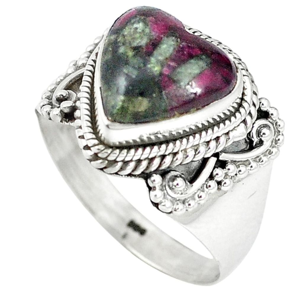 Natural pink heart eudialyte 925 sterling silver ring jewelry size 9 m1307