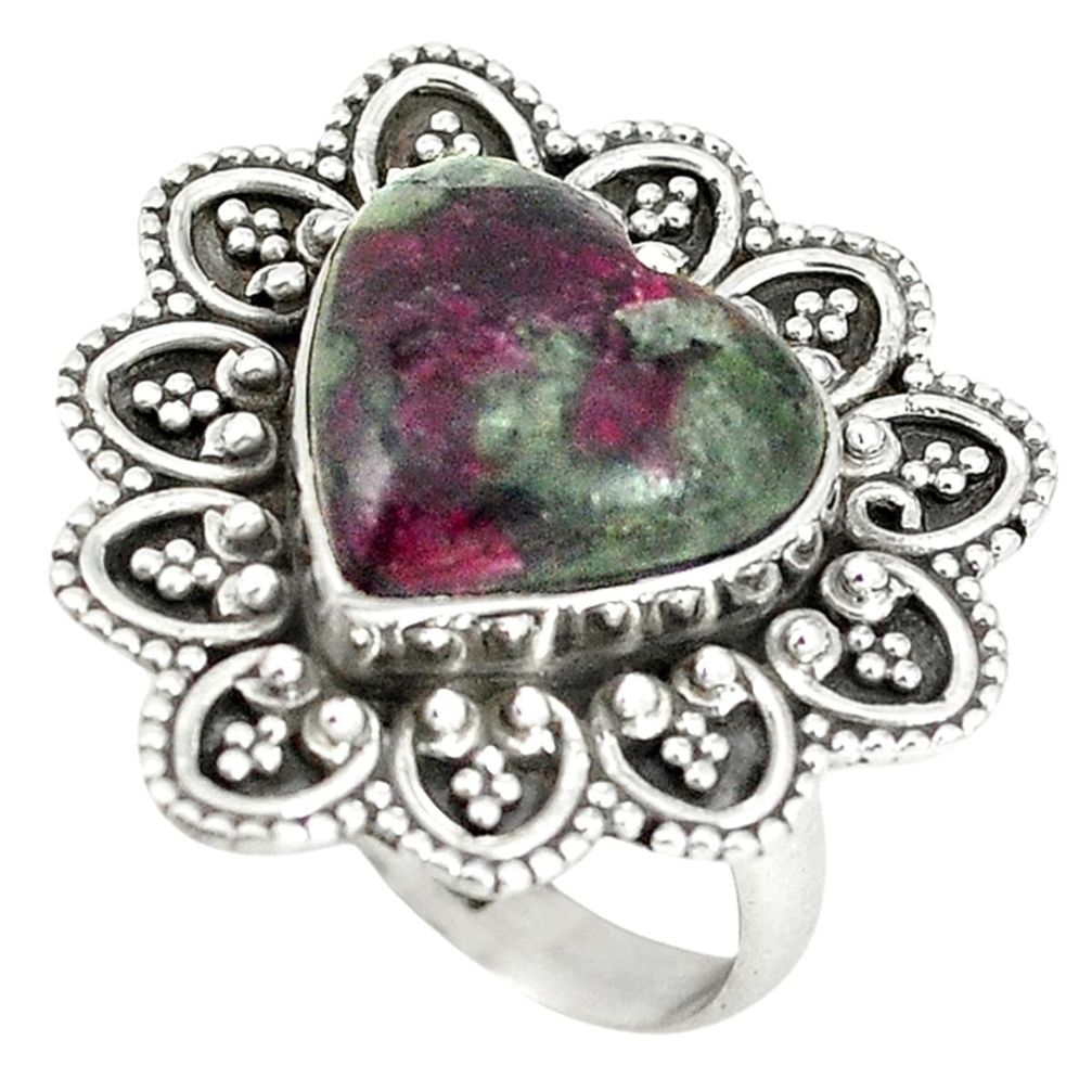 Natural pink heart eudialyte 925 sterling silver ring jewelry size 7.5 m1313