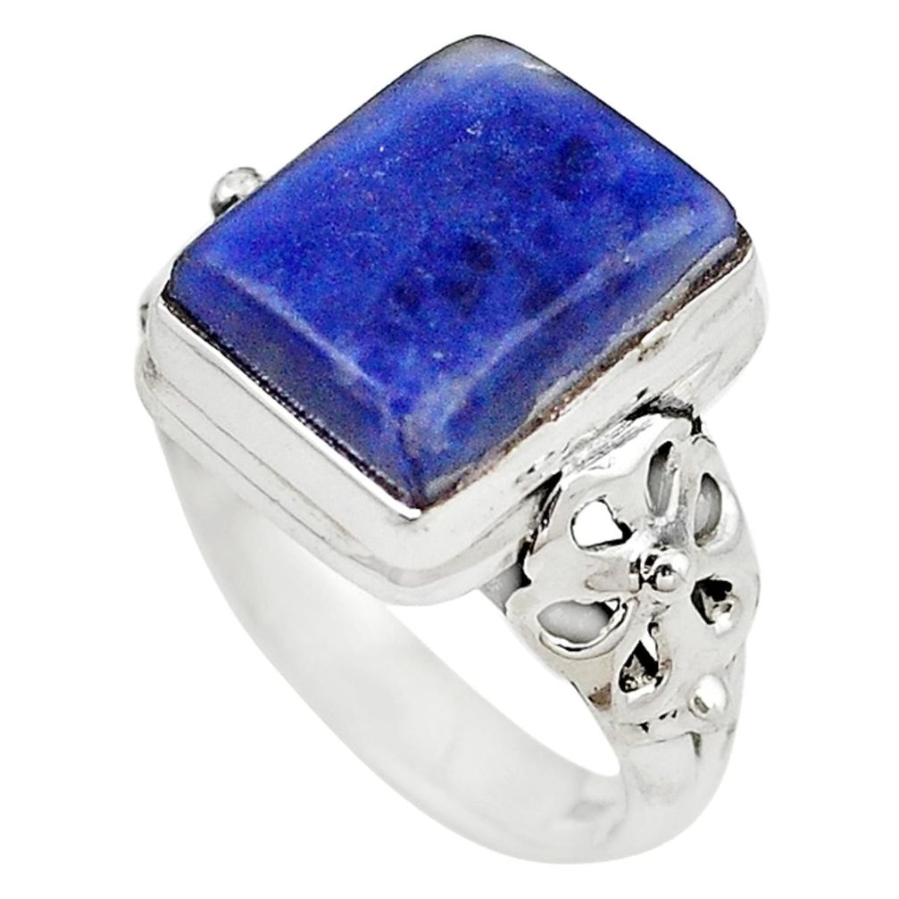 Natural blue sodalite 925 sterling silver ring jewelry size 7 m14297