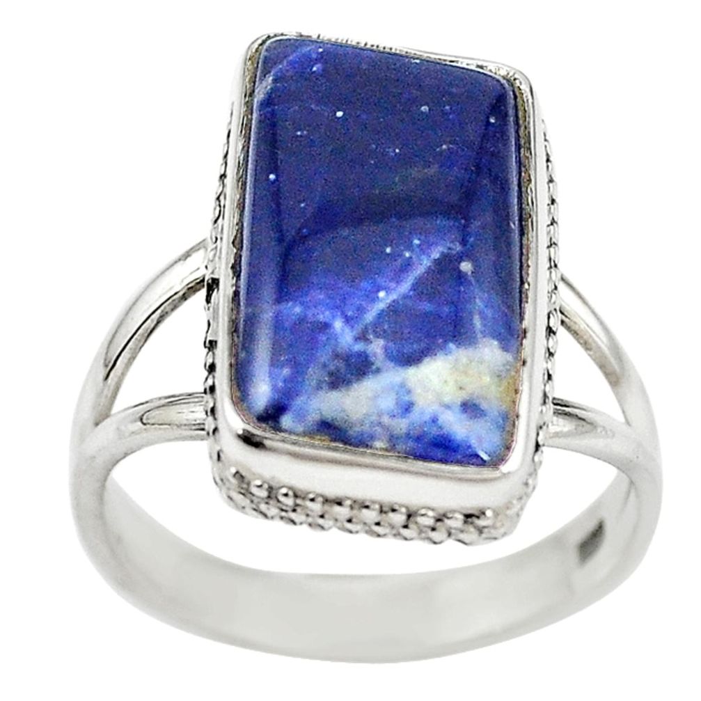 Natural blue sodalite 925 sterling silver ring jewelry size 9 m14383