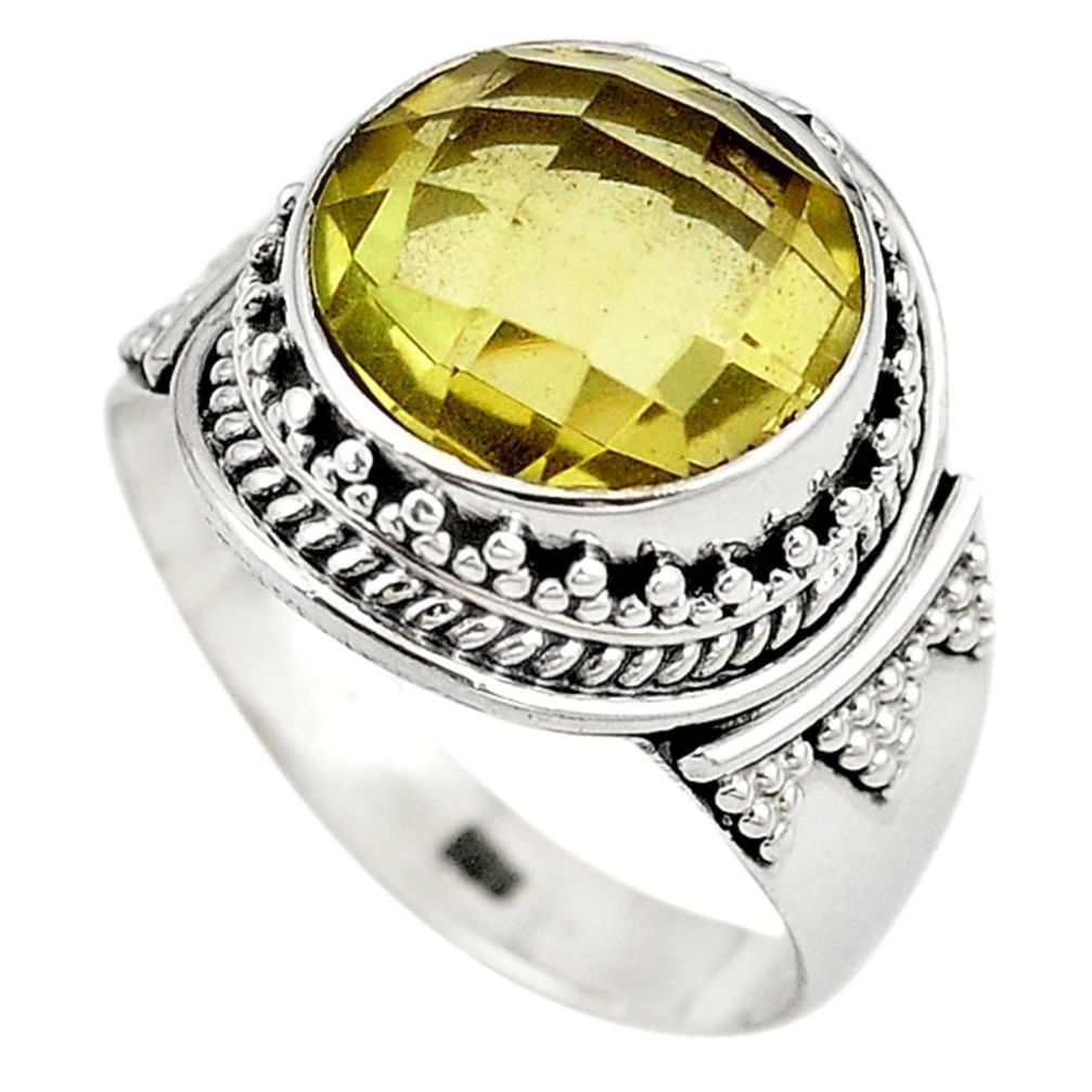 Natural lemon topaz 925 sterling silver ring jewelry size 8.5 m14536