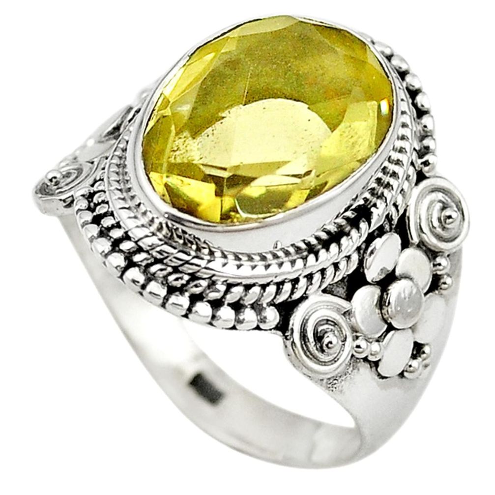 Natural lemon topaz 925 sterling silver ring jewelry size 8.5 m14545