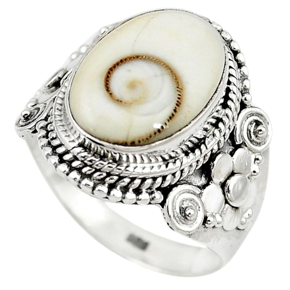 Natural white shiva eye 925 sterling silver ring jewelry size 8.5 m14559