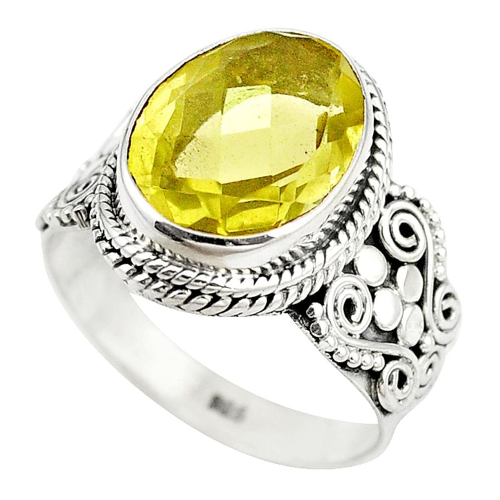 Natural lemon topaz oval 925 sterling silver ring jewelry size 8.5 m14574