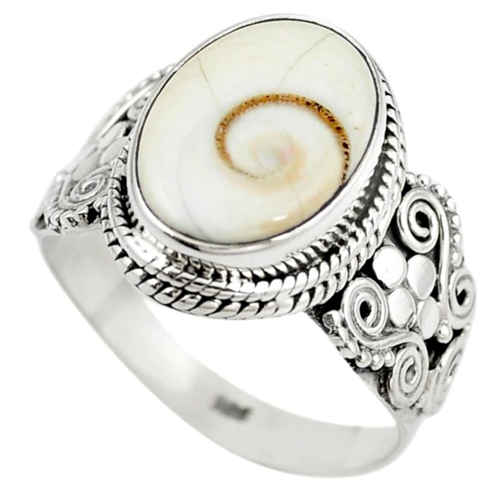 Natural white shiva eye 925 sterling silver ring jewelry size 9.5 m14575