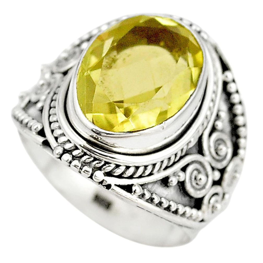 Natural lemon topaz 925 sterling silver ring jewelry size 8 m14581