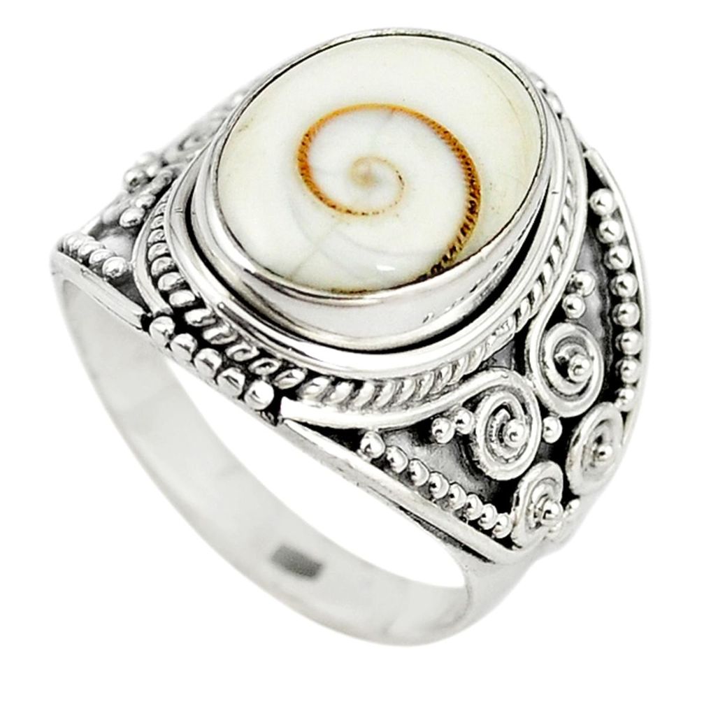 925 sterling silver natural white shiva eye ring jewelry size 8 m14599
